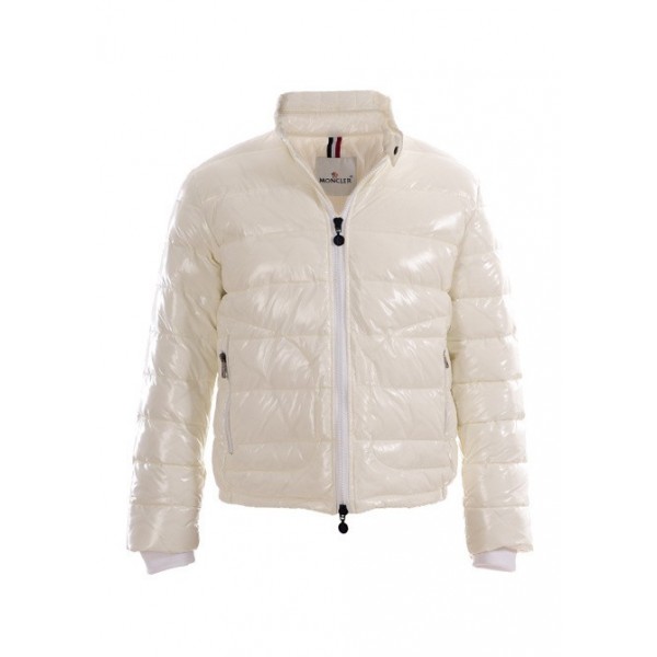 Moncler bianco corto Mock Collar semplici Moda Uomo Cappotti uscita